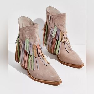 Free People Multicolor Fringe Ankle Boots